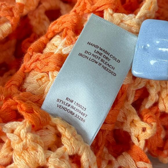 Orange Crochet Wide Long Sleeves Sweater NWT Whimsy Twee Fairy Coastal Grandma M - Picture 8 of 8